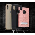 Wholesale Apple iPhone X (Ten) Pixel Hybrid Kickstand Case with Metal Plate for Car Mount (Gold)